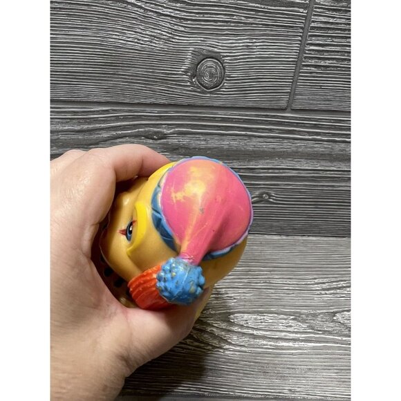 Vintage Roly Poly Baby Toy Yellow Clown Retro Nursery Decor Creepy Circus - Picture 7 of 8